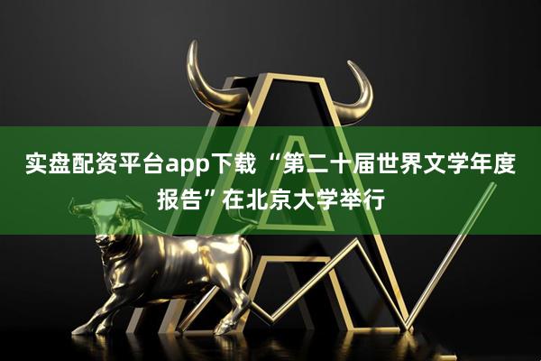 实盘配资平台app下载 “第二十届世界文学年度报告”在北京大学举行